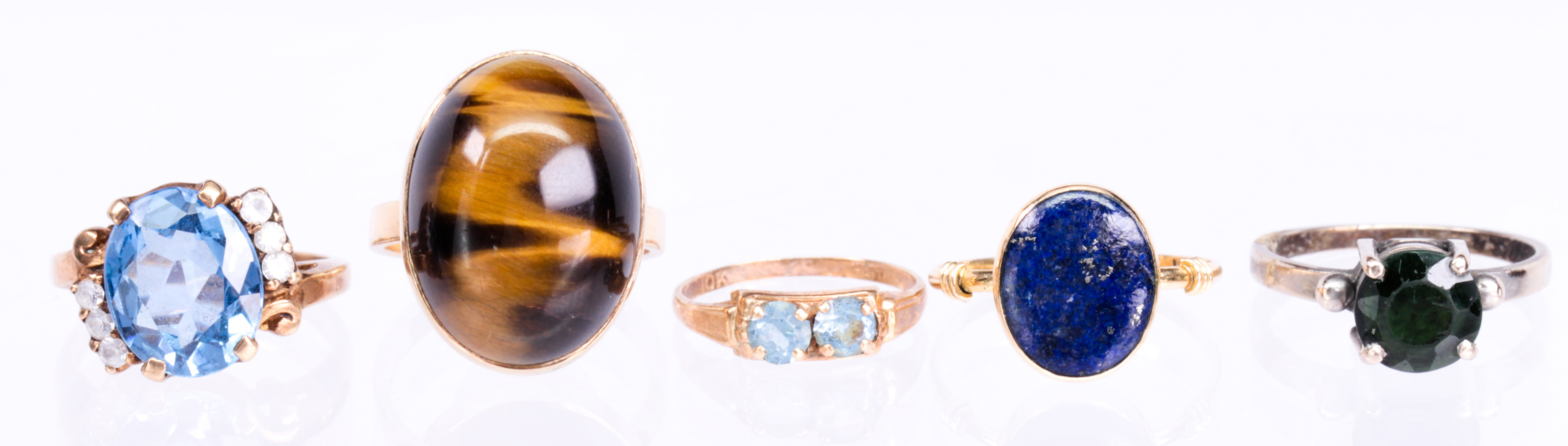 (Lot of 5) Multi-stone, gold rings