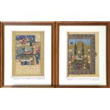 (lot of 2) Gilt embellished prints after Indian miniature paintings of Prince and his consorts