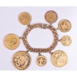 Gold coin and 14k yellow gold bracelet