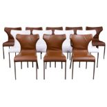 (lot of 8) B & B Italia Papilio Italian leather dining chairs