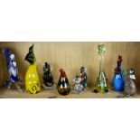 (Lot of 9) 8 Murano or Murano style cased art glass animals