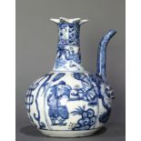 Chinese underglaze blue and white ewer