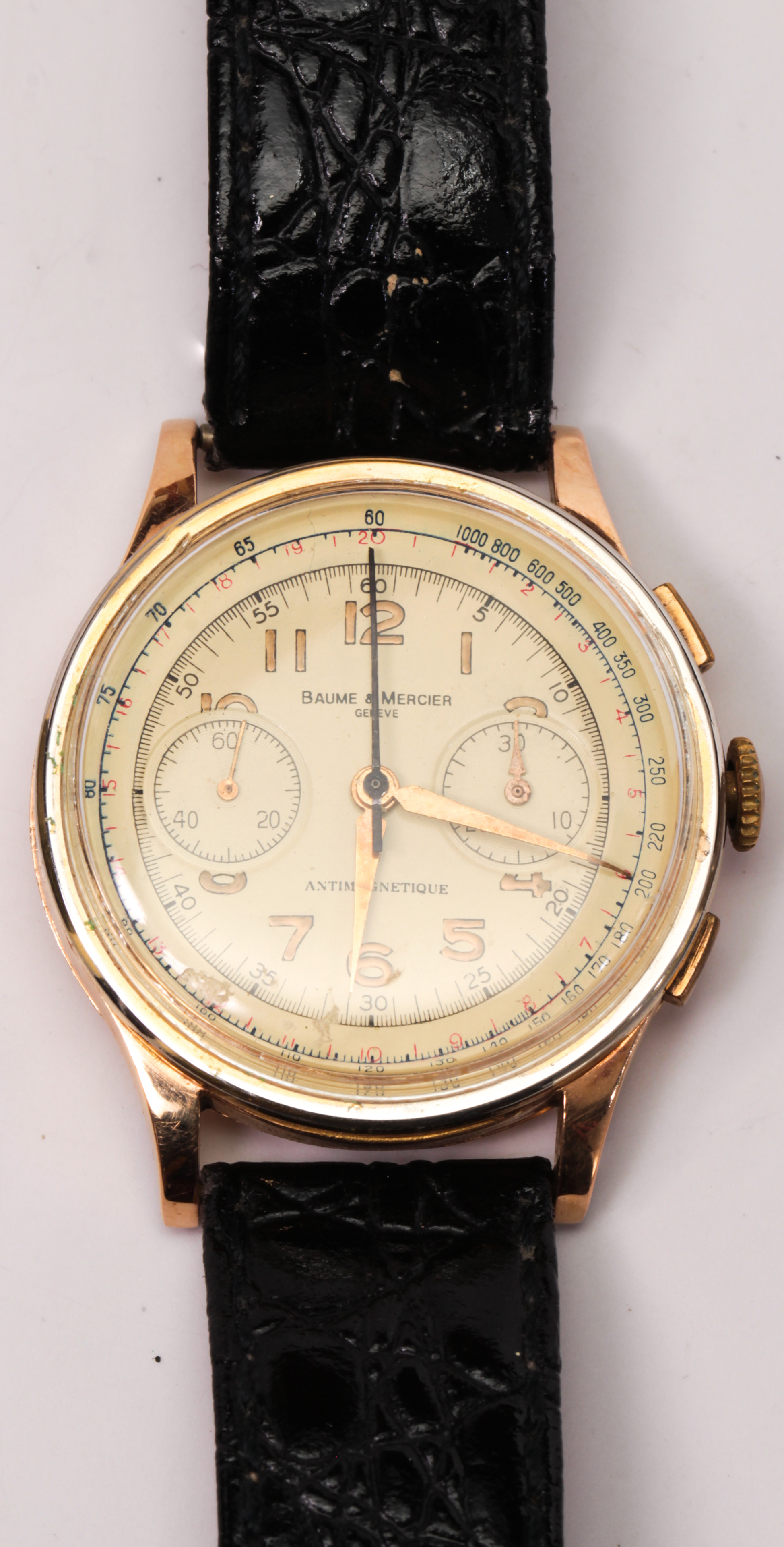 Baume & Mercier 18k yellow gold chronograph wristwatch