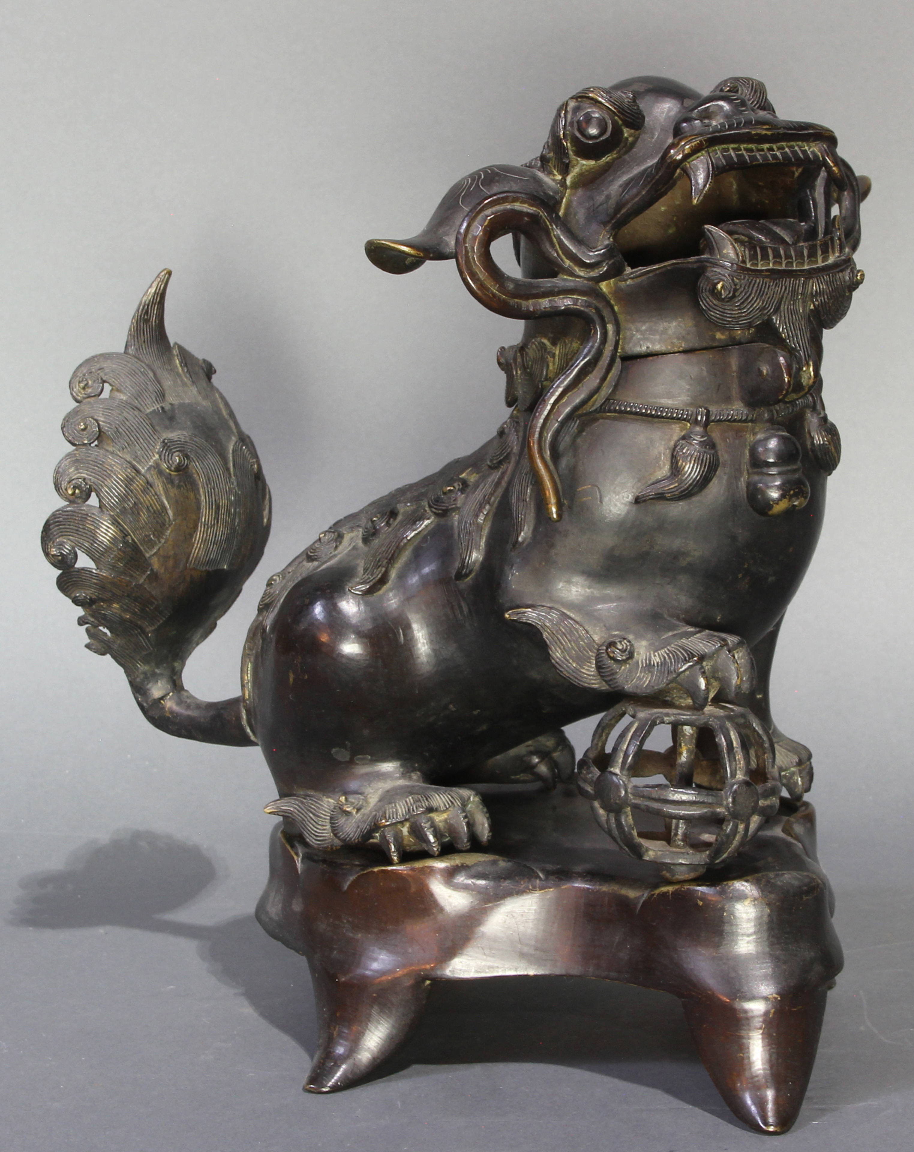 Japanese bronze figural censer on stand