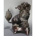 Japanese bronze figural censer on stand