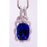 Tanzanite, diamond and white gold necklace