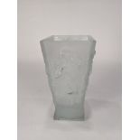 A French Art Deco frosted to clear tapered vase