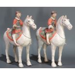 Chinese pair of terracotta figures of horse and rider