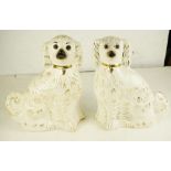 Large pair of Staffordshire spaniels 13"h