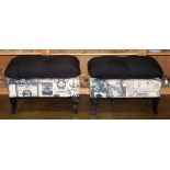 A Moderne black upholstered stool