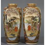 Pair of Satsuma Shimazu earthenware vases