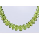 Peridot bead, silver necklace