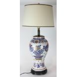 A Chinese Blue & White And Wucai Gilt-Decorated Porcelain Lamp