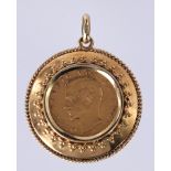 Bavarian gold coin, 14k yellow gold pendant