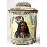 Nippon hand painted porcelain portrait humidor depicting a Native American