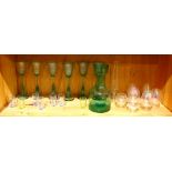 One shelf of art glass