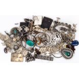Collection of multi-stone, silver, metal jewelry