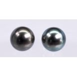 Pair of Tahitian cultured pearl, 18k white gold earrings