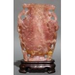 Chinese rose quartz urn