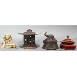 (lot of 4) A Japanese cast iron lantern