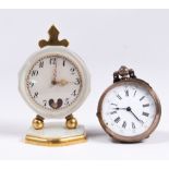 (Lot of 2) silver, metal clock and pendant-watch
