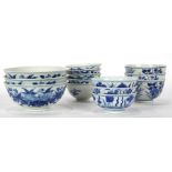 (lot of 14) A Group of Chinese Blue and White 'floral' Bowls