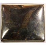 Gorham presentation sterling cigarette box with engraved signatures on the cover