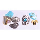 (Lot of 6) Turquoise, crystal, silver, metal jewelry