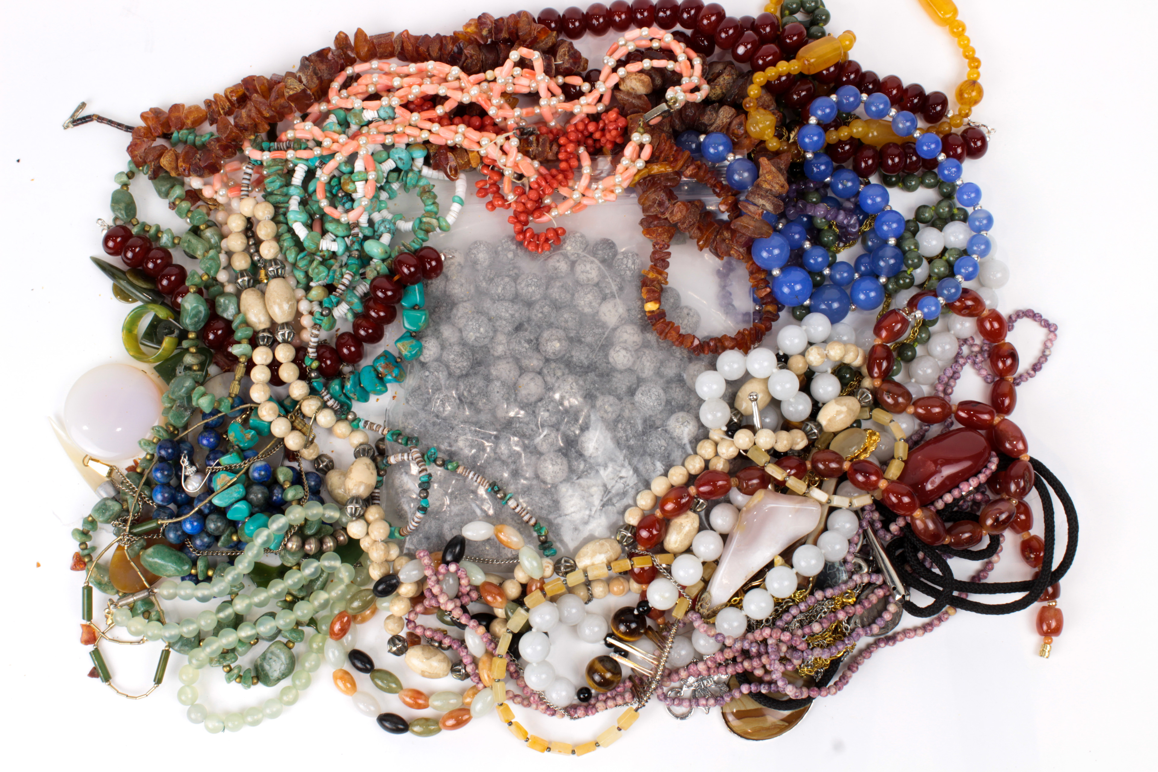 Collection of multi-stone bead necklacees and jewelry items