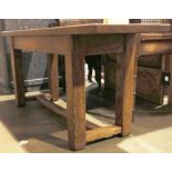 Arts and Crafts style oak bench, dimensions: 19.5"h x 45"l x 13"d