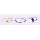 (Lot of 3) Sapphire, diamond, gold rings