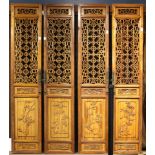 (lot of 4) Rare Chinese doublesided paneled elm doors