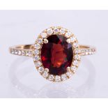 Spinel, diamond, 14k yellow gold ring