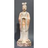 A Chinese Painted Terracotta Sculpture of a Civic Official