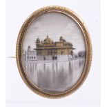 Indian Company School painted architectural miniature and metal brooch