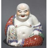 Chinese Wan Tong Shun Zao Famille Rose polychrome enamel porcelain figure of Hotei