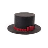 Painted metal sculpture in the form of a top hat, 6"h