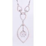 Diamond and 18k white gold pendant-necklace