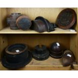 Two shelves with a two piece polychrome wood patent model for a MacGregor Monitor