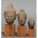 (lot of 3) Small Thai stone carved head sculptures