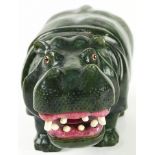 A German nephrite and semi-precious stone inlaid figure of a hippopotamus