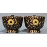 Pair of Japanese lacquered covered bowls
