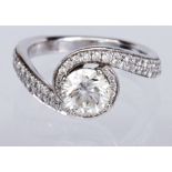 Zeghani diamond and 14k white gold ring