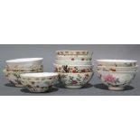 (lot of 12) Group of Chinese Famille Rose and iron red decorated porcelain bowls