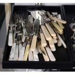 (lot of 50) Mother of pearl and sterling partial cutlery set