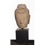 Southeast Asian sand stone Buddhist head