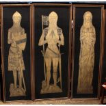 (lot of 5) English Medieval style brass rubbings