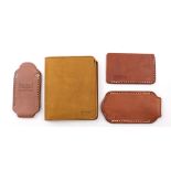 Associated group of leather knife cases and wallet