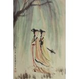 After Fu Baoshi (Chinese, 1904-1965), Celestial Ladies ink and color on paper