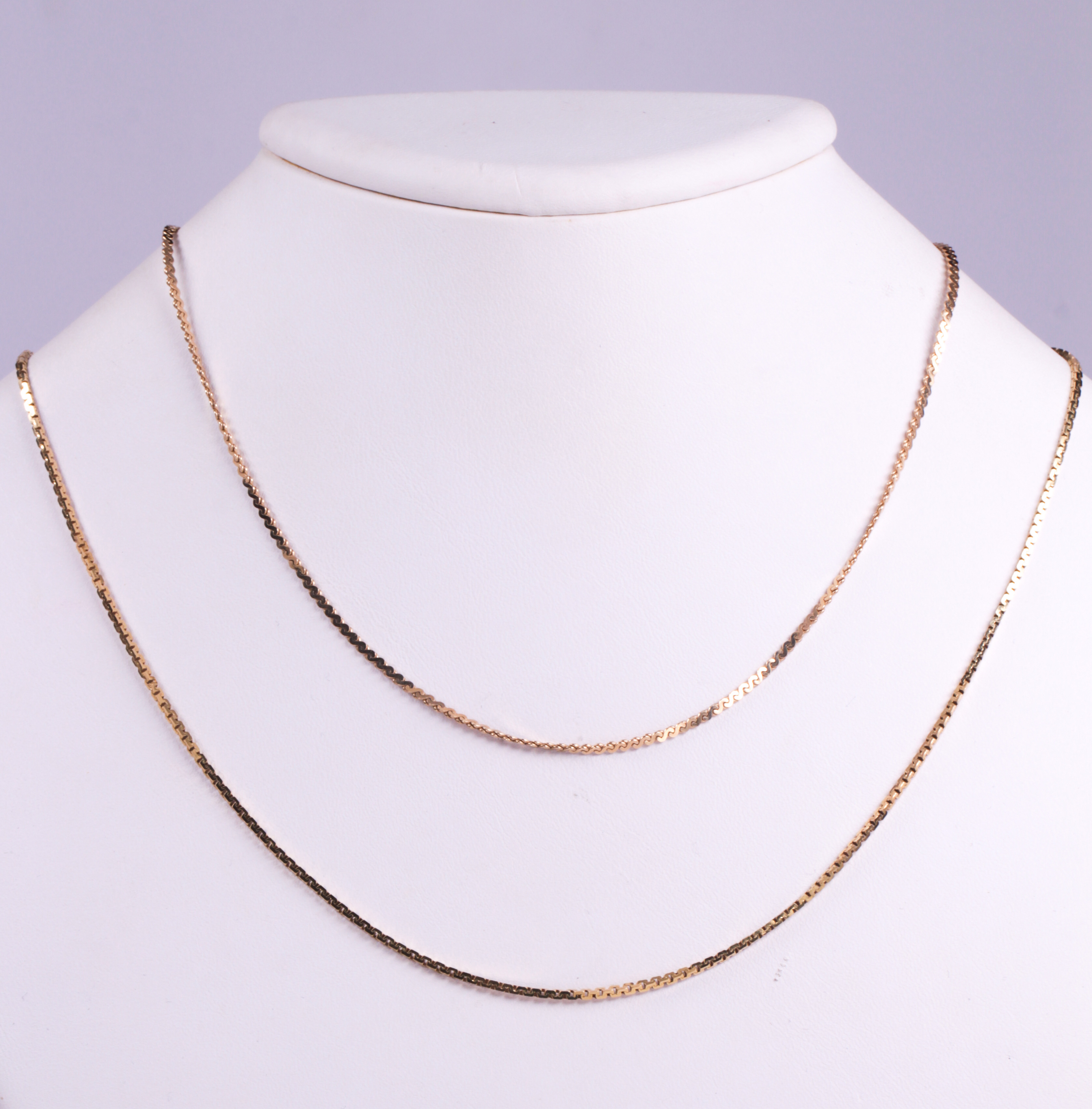 (Lot of 2) 14k yellow gold neck chains